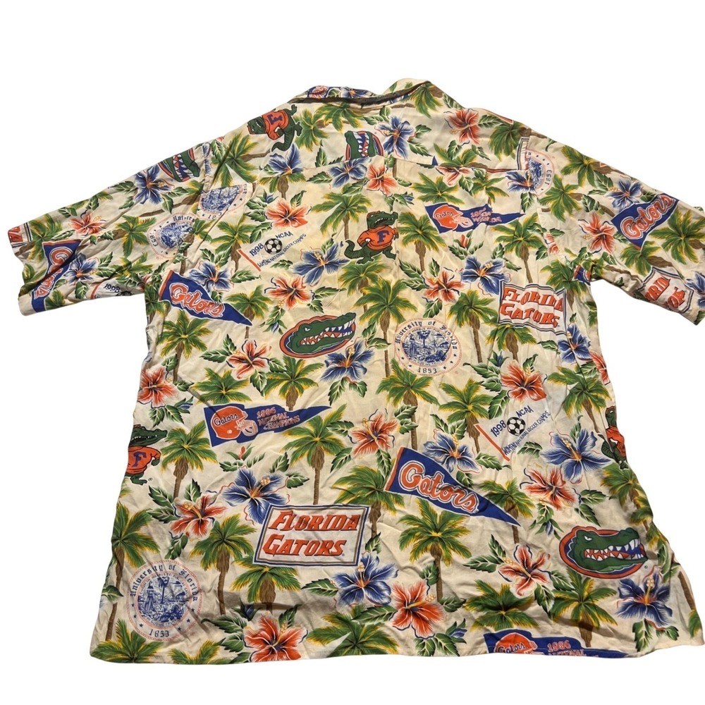 Vtg Lands End XXL/T Button Down Men Pink Excellent Tropical Palm Striped Shirt